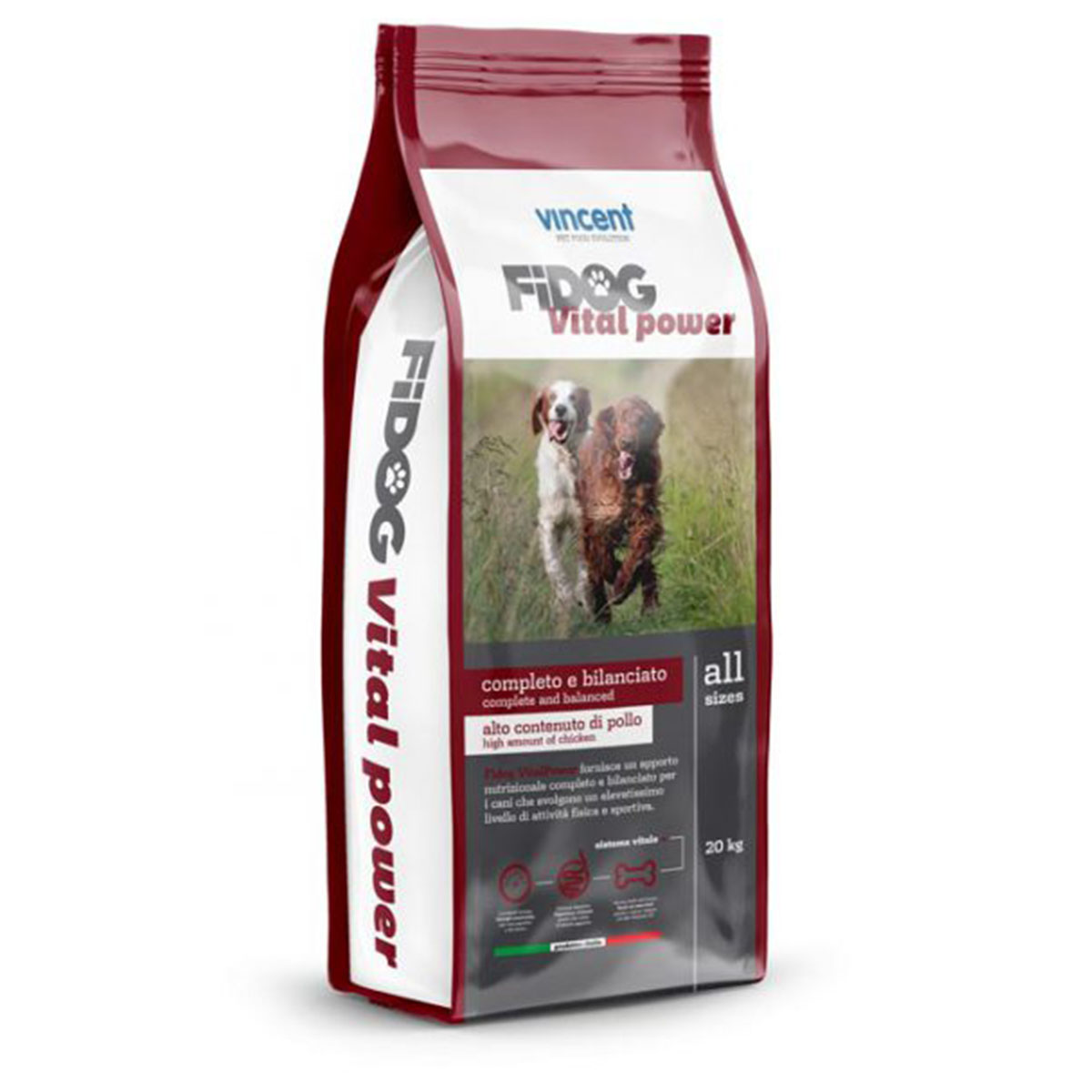 Vincent Fidog Vital Power 20kg Alimento completo per cani sportivi